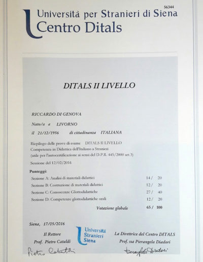 Certificato DITALS II